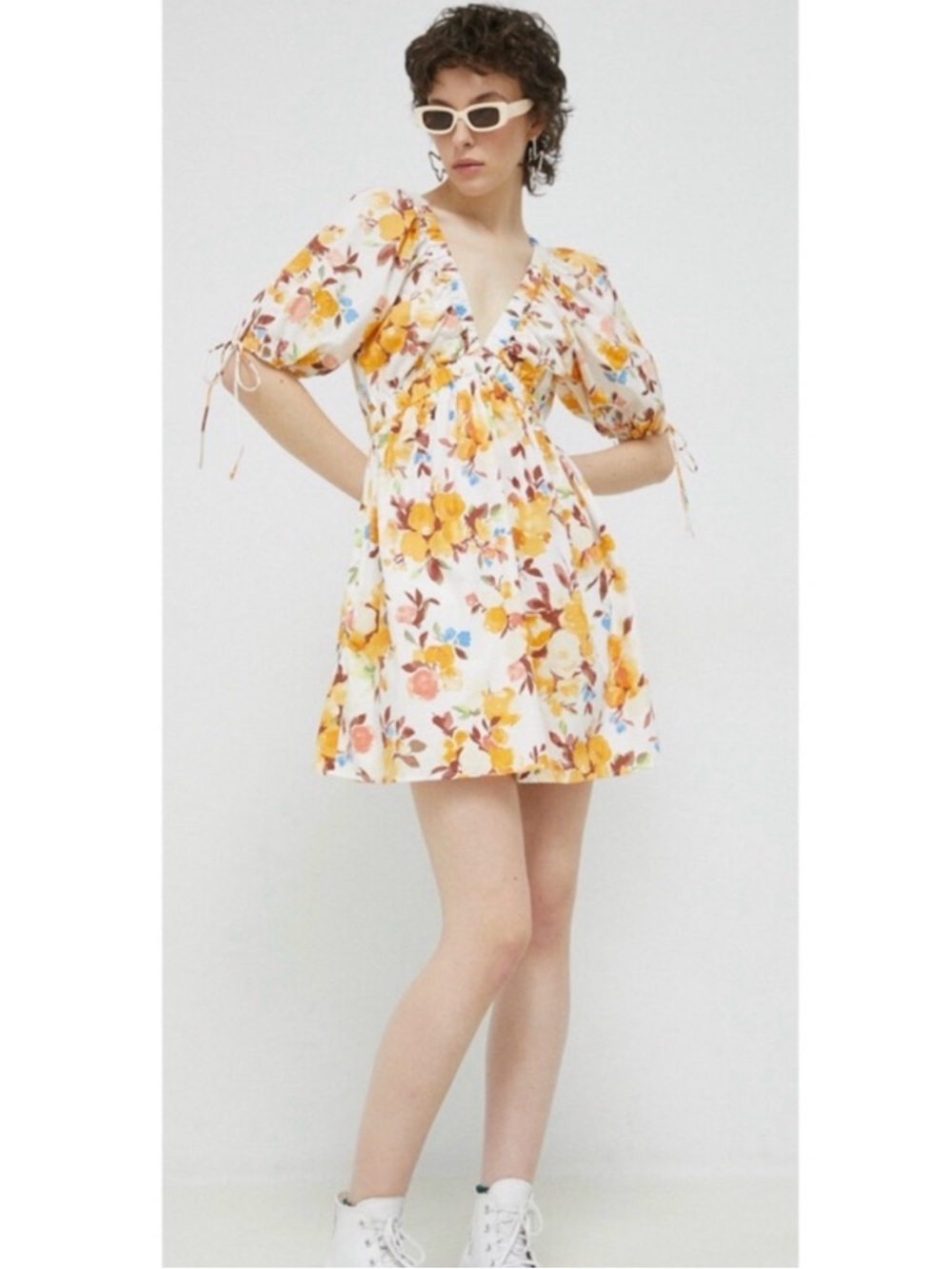 Abercrombie & Fitch Floral Puff Sleeve Mini Dress